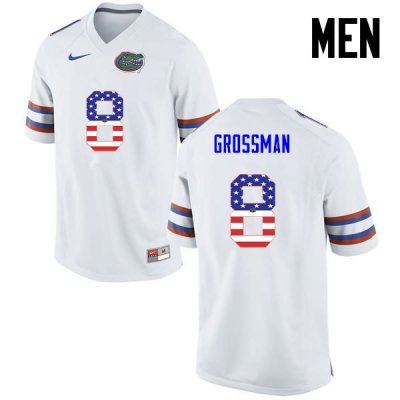 Men's Florida Gators #8 Rex Grossman NCAA Nike White USA Flag Fashion Authentic Stitched College Football Jersey GZT7562UM